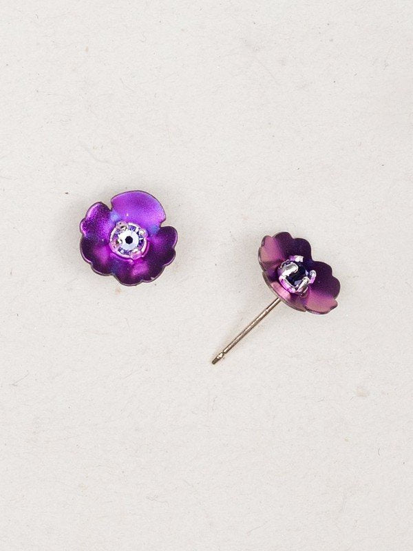 Viola Fuchsia Crystal Sterling Silver Studs