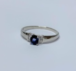 Oval Sapphire and CZ Bow Sterling Silver Ring