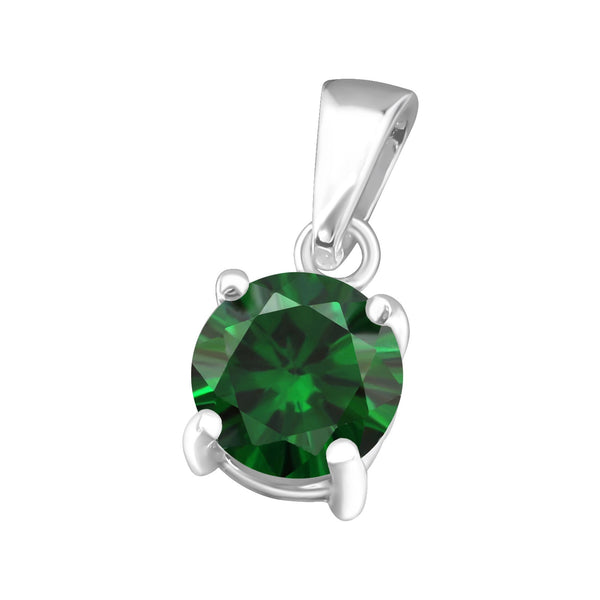 May Birthstone CZ Sterling Silver Pendant