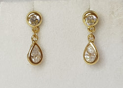 9ct Yellow Gold CZ Bezel Drop Studs