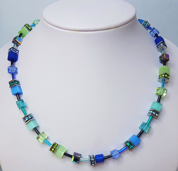 Turquoise/Blue Geo-Cube Necklace