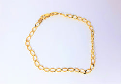 9ct Yellow Gold Oval Curb Diamond Cut Bracelet