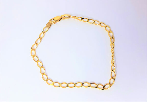 9ct Yellow Gold Oval Curb Diamond Cut Bracelet