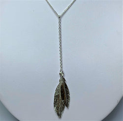 Double Feather Sterling Silver Necklet