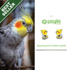 Cockatiel bird on one side and earrings with 'smyle designs' branding on the other.