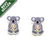 Pair of koala-shaped earrings with floral design on a white background, labeled as a bestseller.