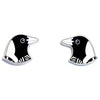 Pair of penguin-shaped earrings on a white background