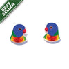 Colorful parrot-shaped earrings on a white background with 'Best Seller' label.
