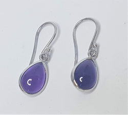 Cabochon Amethyst Teardrop Sterling Silver Hooks