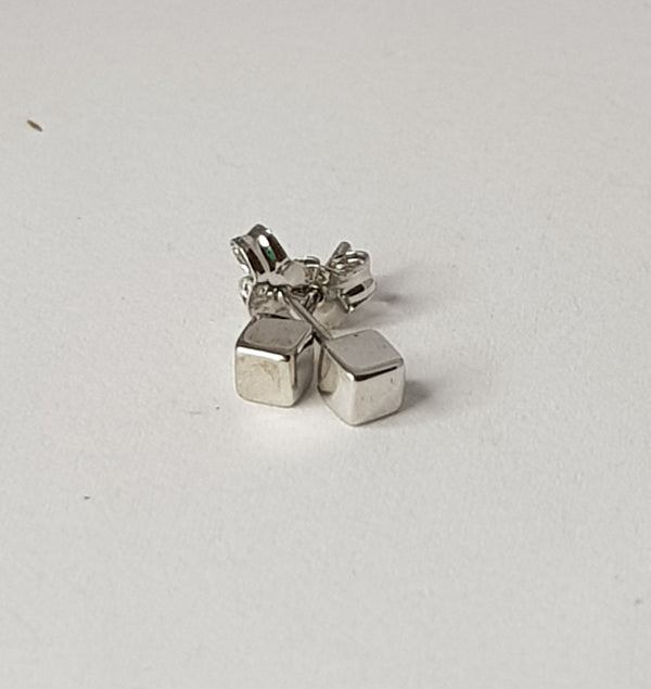 9ct White Gold Cube Studs