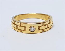 9ct Yellow Gold Diamond Gents Dress Ring