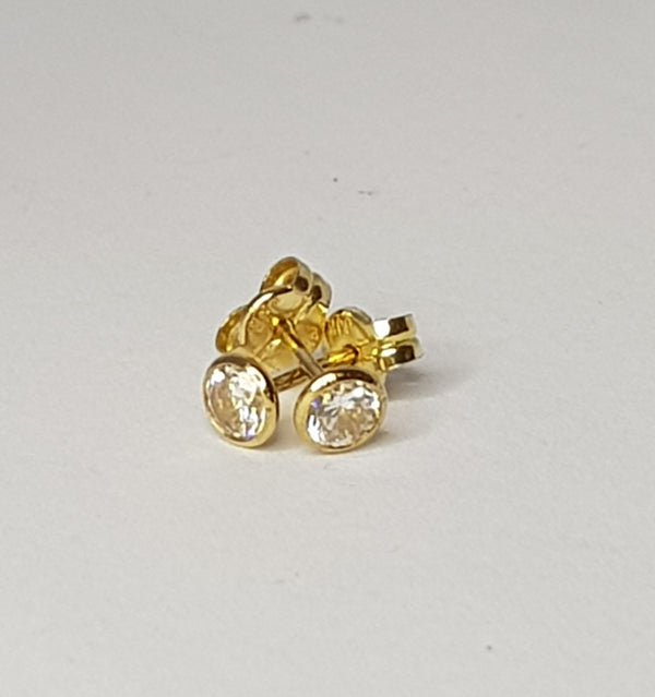 9ct Yellow Gold CZ Bezel Studs