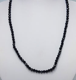 Faceted Black Onyx Bead Sterling Silver Necklet