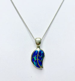 Sterling Silver Opal Leaf Pendant