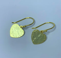 Yellow Gold Plate Pressed Heart Sterling Silver Hooks