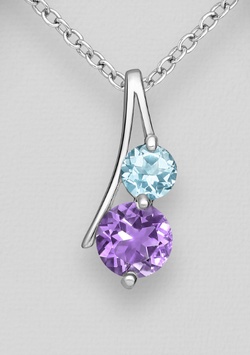 Amethyst and Blue Topaz Sterling Silver Pendant