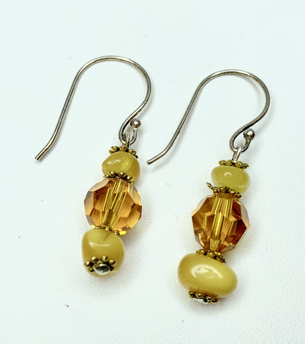 Swarovski  Crystal & Cream Amber Drop Earrings