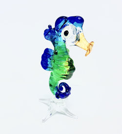 Green and Blue Hand Made Glass Sea Horse
