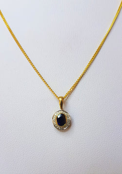 Sapphire Bezel Diamond Set 9ct Yellow Gold Pendant