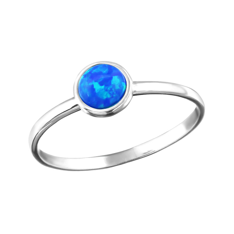 Pacific Blue Created Opal Sterling Silver Ring