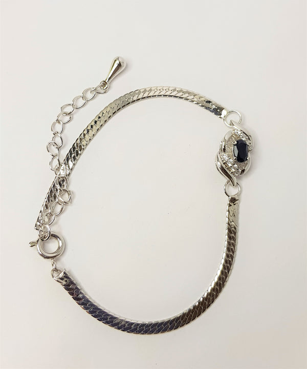Oval Sapphire and CZ  Bracelet