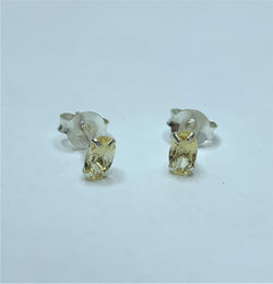 Oval Citrine 5x3mm Sterling Silver Studs