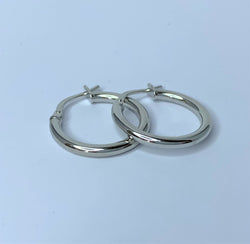 9ct White Gold Silver Filled Plain Hoops