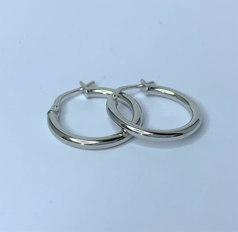 9ct White Gold Silver Filled Plain Hoops