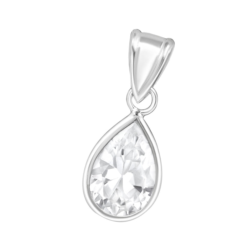 Crystal Pear Cubic Zirconia Sterling Silver Pendant