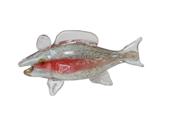 Hand Blown Orange and Beige Speckled Glass Trout