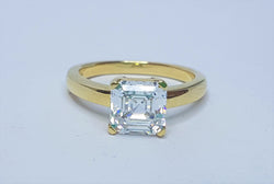 Imperial Cut CZ  2ct Solitaire 9ct Yellow Gold  Ring