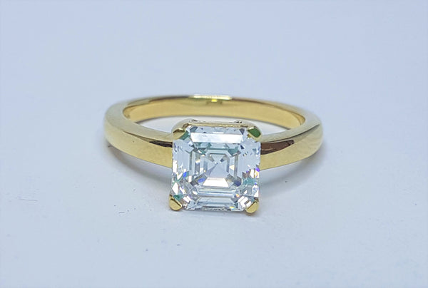 Imperial Cut CZ  2ct Solitaire 9ct Yellow Gold  Ring
