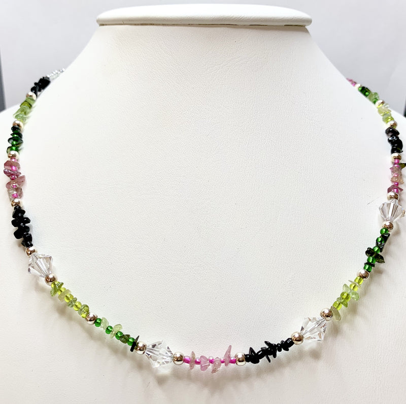 Multi-Coloured Tourmaline & Crystal Necklace