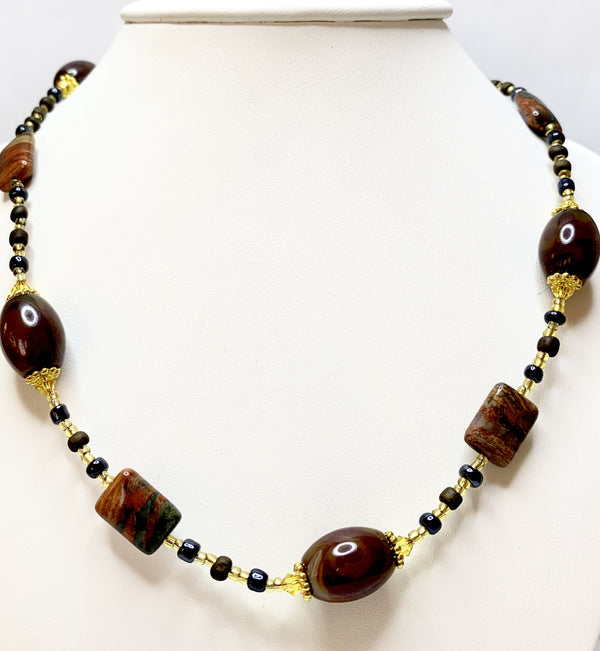 Stone and Glass Bead Necklace