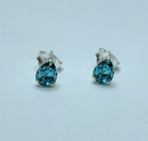 Turquoise Swarovski Pear Sterling Silver Studs
