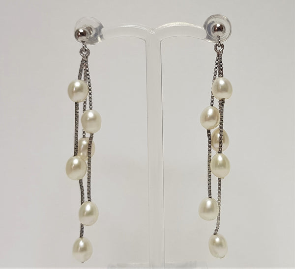 White Pearl Drop Sterling Silver Earrings