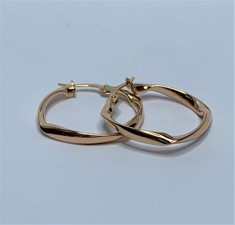 Squared Twist 9ct Rose Gold Silver Filled Hoops