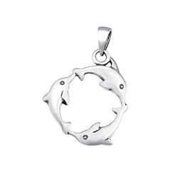 Dolphin Circle Sterling Silver Pendant