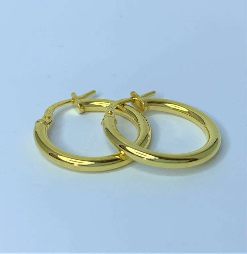 9ct Yellow Gold Silver Filled Plain Hoops