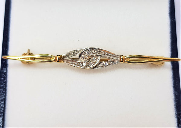 9ct Yellow Gold Diamond Cross Over Brooch