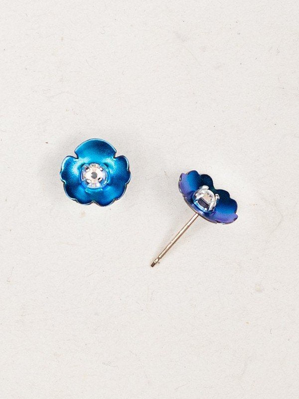 Viola Turquoise Crystral Sterling Silver Studs