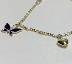 Sterling Silver Butterfly And Flower Charm Bracelet