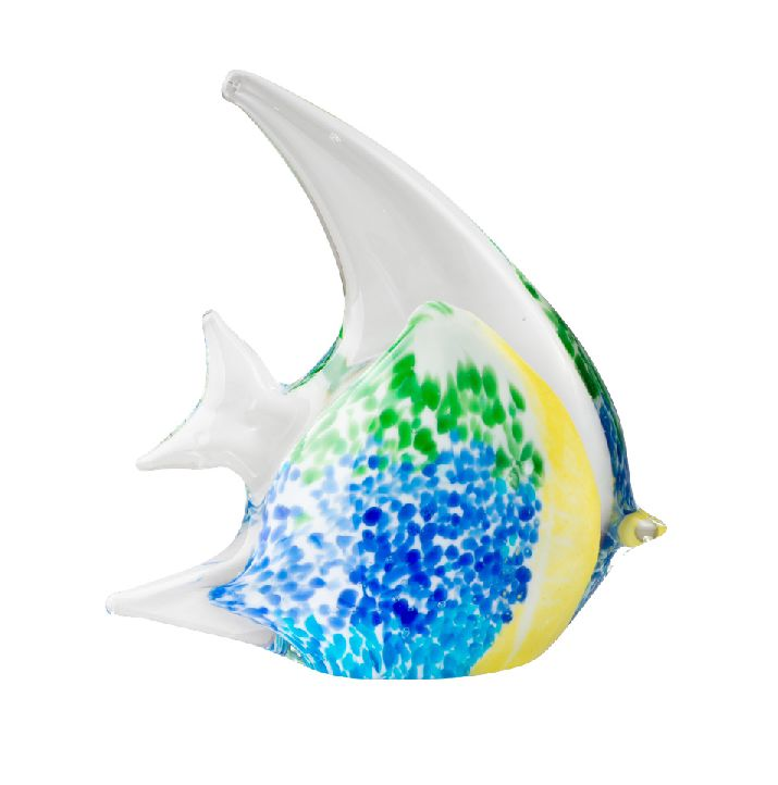 Coloured Glass Angel Fish - Blue Green and Yellow