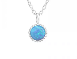 Sterling Silver Blue (Cre) Opal Pendant