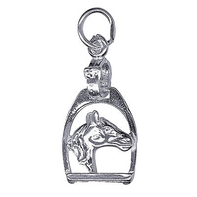 Horses Head Framed by a Stirrup Sterling Silver Pendant
