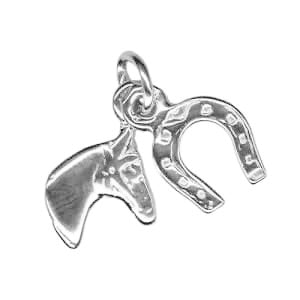 Horse Head and Horseshoe Sterling Silver Pendant