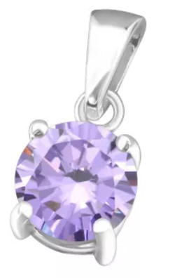 Light Amethyst Cubic Zirconia Claw Set Sterling Silver Pendant