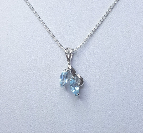 2 Marquise Cut Blue Topaz Sterling Silver Pendant