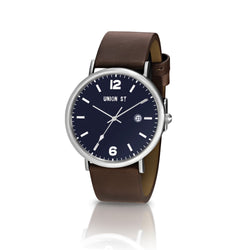 Union St Joshua Blue Dial and Chocolate Strap