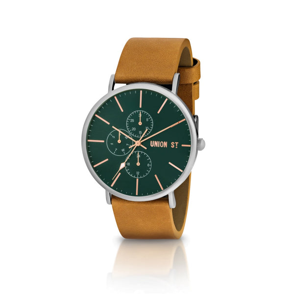 Union St Callum Green Dial and Tan Strap Watch